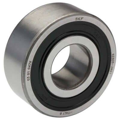 SKF Single Row Deep Groove Ball Bearing 25 mm ID, 62 mm OD, 24 mm Race Width, Sealed Cage 62305-2RS1