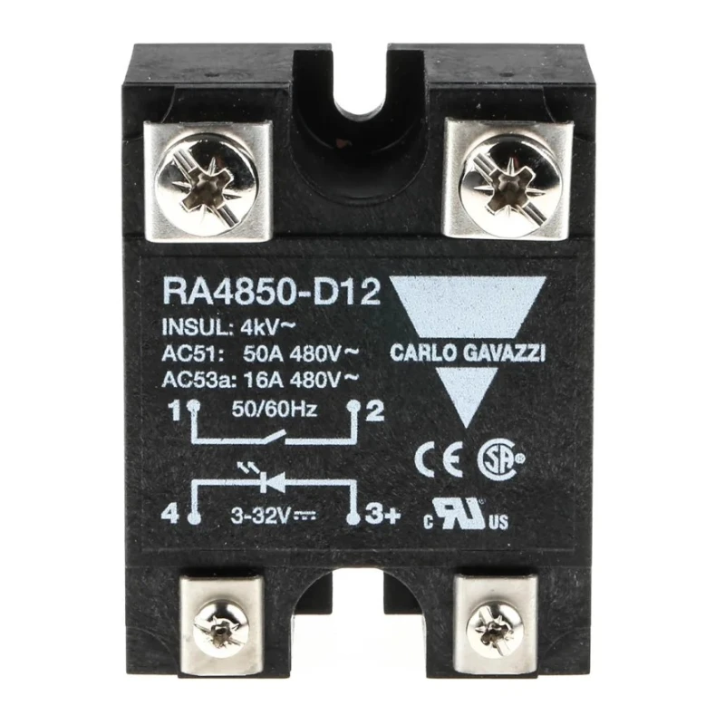 Carlo Gavazzi RA 48 Series Solid State Relay, 50A Load Current, Panel Mount, 530V AC Load, 32V Control RA4850-D12