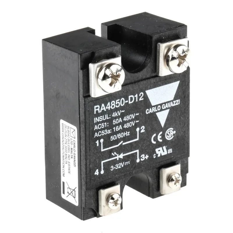 Carlo Gavazzi RA 48 Series Solid State Relay, 50A Load Current, Panel Mount, 530V AC Load, 32V Control RA4850-D12