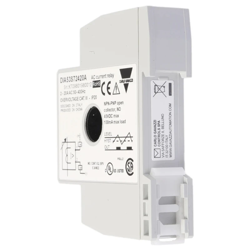 Carlo Gavazzi Overcurrent Monitoring Relay, 1 Phase, SPST Contact, DIN Rail Mount, 40 V DC Supply, Model DIA53S72420A