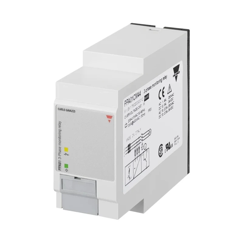 Carlo Gavazzi Monitoring Relay 3 Phase 177 to 475 V Monitor Range SPDT Contact DIN Rail Mount PPA01CM44