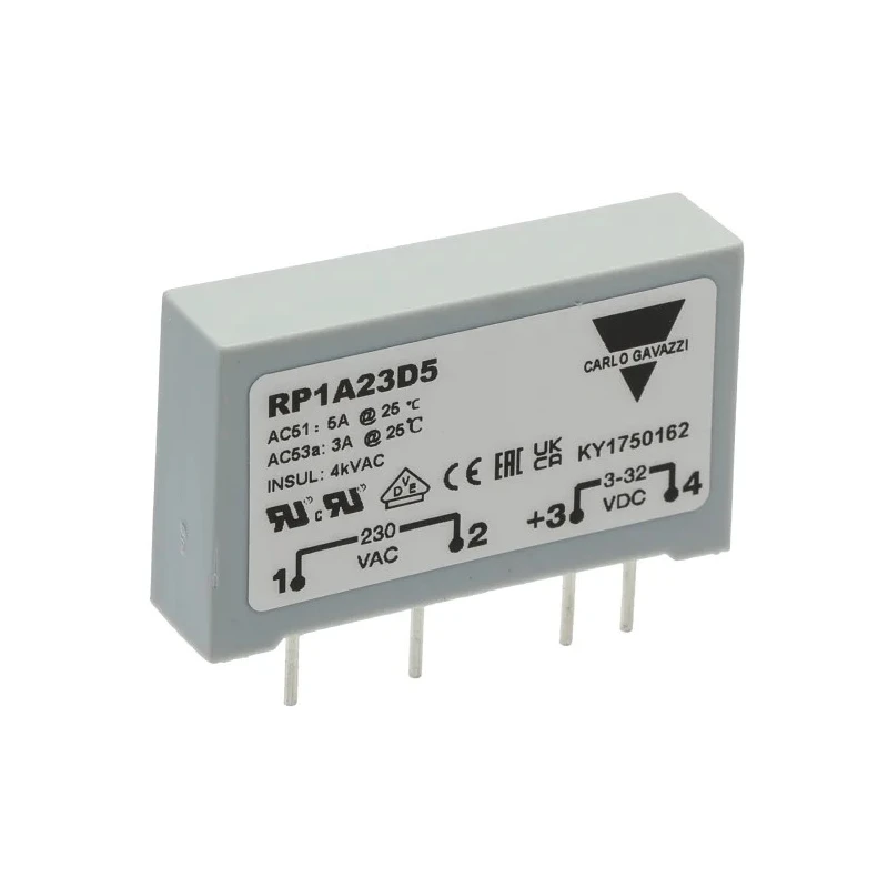 Carlo Gavazzi RP1 Series Solid State Relay, 5 A Load, PCB Mount, 265 V AC Load, 32 V DC Control RP1A23D5