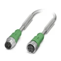 Phoenix Contact Sensor Actuator Cable Male 4 way M12 to Female 5 way M12, 600 mm, Polyurethane Jacket, Grey 1454561