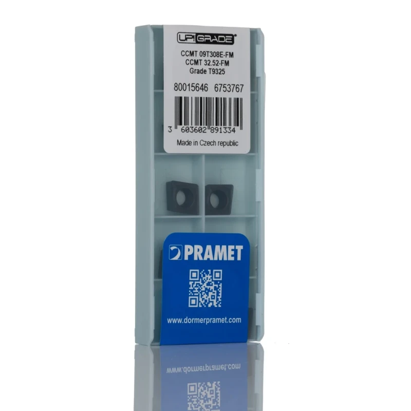 Pramet Lathe Part Diamond Shape Lathe Insert 3.97 mm Height, 95° Approach, 9.7 mm Length CCMT 09T308E-FM:T9325