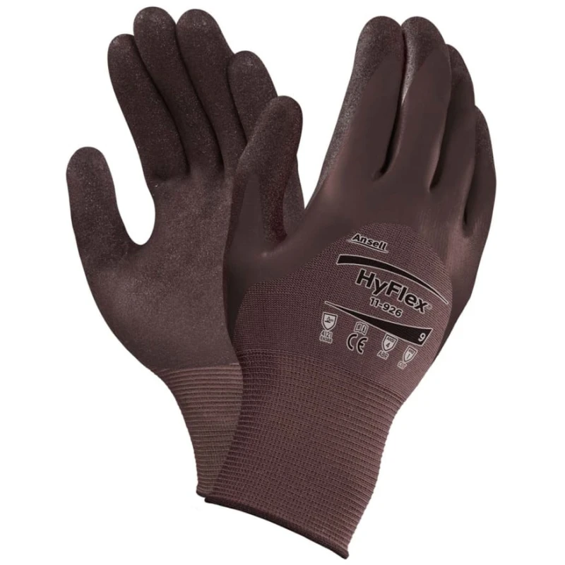 Ansell HyFlex 11-926 Purple Nylon Work Gloves Size 9 Nitrile Coating Oil Resistant 12 Gloves 11926090