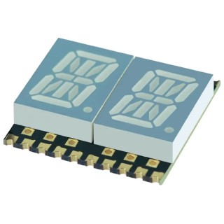 Kingbright 2 Character 14 Segment LED Display Cathode Green 11mcd Right Side Orientation 10.2mm Height KCPDC04-123