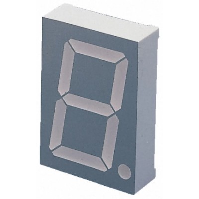Kingbright 1-Digit 7 Segment Red LED Display Cathode 3.9V 440mcd Right Side Orientation 57mm SC23-11SURKWA