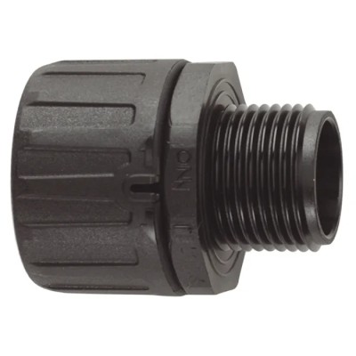 Flexicon Black Polyamide 66 Conduit Fitting, 54 mm Nominal Size, Thread Size M63, IP66 Rated FPA54-M63B