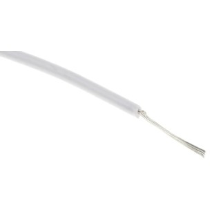 RS PRO White 0.08 mm² 28 AWG Hook Up Wire, 7/0.12 mm Stranded Tinned Copper Conductor, 100 m Length, Polyvinyl 874-0371