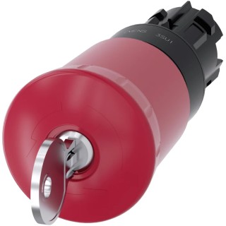 Siemens SIRIUS ACT 3SU10 Series Emergency Stop Push Button Head, Key Release, Mushroom Style, Plastic 3SU1000-1HR20-0AA0
