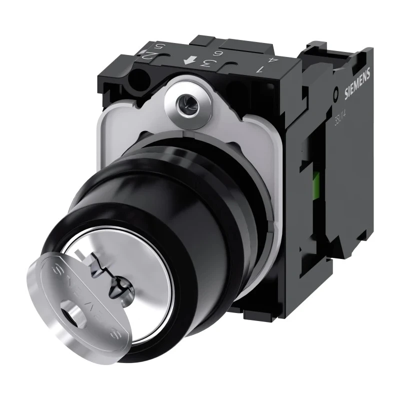 Siemens IP20 Key Switch, SPST 2-Way Flat Key, Latching, 500V AC/DC, 1,000,000 Cycles 