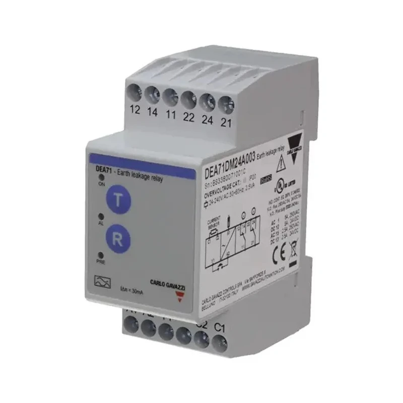 Carlo Gavazzi Earth Leakage Relay 24, 240V AC, 50 to 60 Hz ±10% Frequency, 300 mA Leakage, Relay SPDT Output DEA71DM24A003