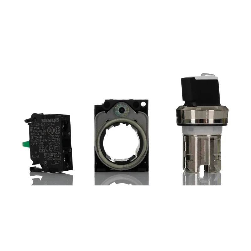 Siemens Selector Switch SPST Illuminated 2 Positions Latching, 10A, 90° Throw, IP20, SIRIUS ACT Series 3SU1150-2BF60-1BA0
