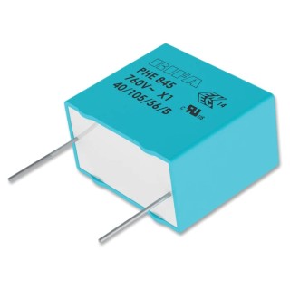KEMET Film Capacitor X1 Through Hole 220 nF 1.5 kV dc 760 V ac ±20 % PHE845