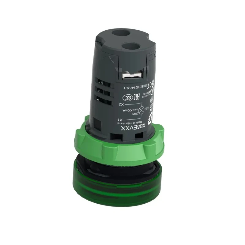 Schneider Electric Panel Mount Green LED Pilot Light Harmony XB5 22 mm Cutout 230V AC 240V AC IP66 Round XB5EVM3