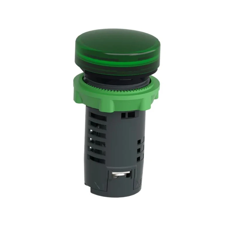 Schneider Electric Panel Mount Green LED Pilot Light Harmony XB5 22 mm Cutout 230V AC 240V AC IP66 Round XB5EVM3