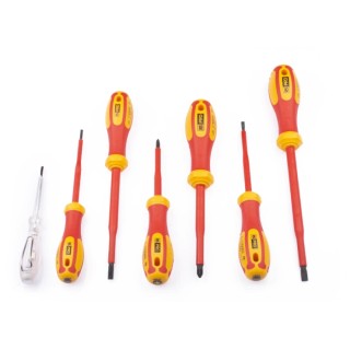 RS PRO Pozidriv and Slotted Insulated Screwdriver Set 7-Piece VDE 1000V Turkey 875-5821