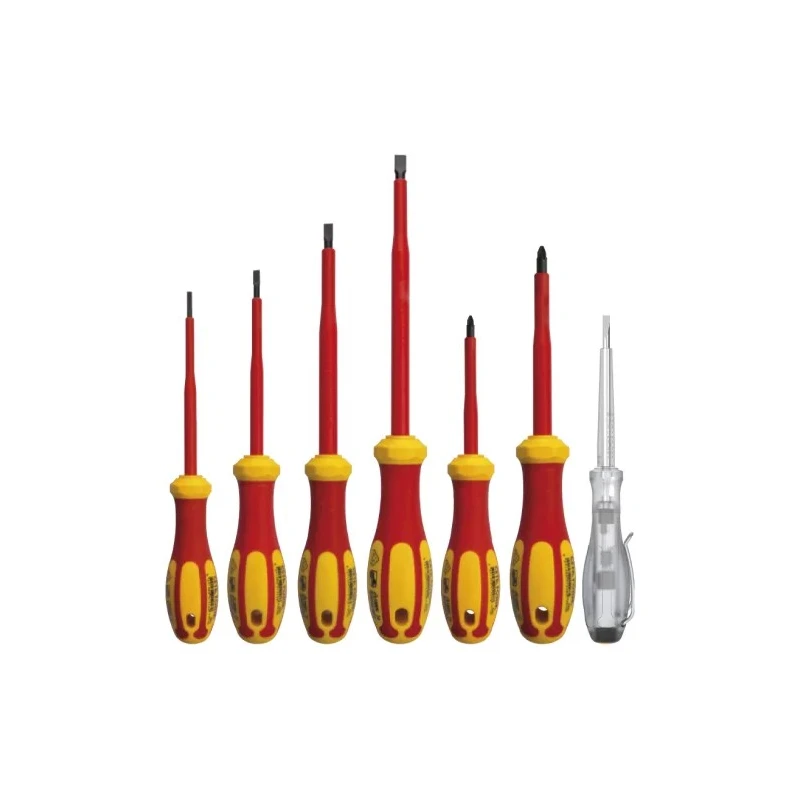 RS PRO Pozidriv and Slotted Insulated Screwdriver Set 7-Piece VDE 1000V Turkey 875-5821