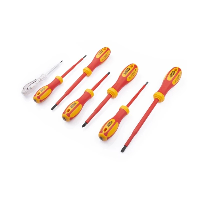 RS PRO Pozidriv and Slotted Insulated Screwdriver Set 7-Piece VDE 1000V Turkey 875-5821