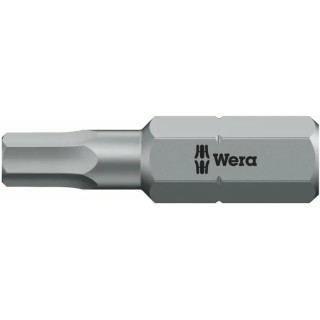 Wera Hex-Plus Screwdriver Bit, 2.5 mm Size, 0.25 mm Hex Drive, 25 mm Overall Length 05056310001