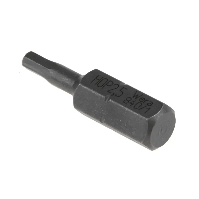 Wera Hex-Plus Screwdriver Bit, 2.5 mm Size, 0.25 mm Hex Drive, 25 mm Overall Length 05056310001