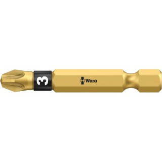 Wera Screwdriver Bit 1/4 in Tip PZ3 Hex Drive 50 mm Overall Length 05059904001