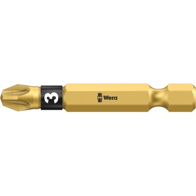 Wera Screwdriver Bit 1/4 in Tip PZ3 Hex Drive 50 mm Overall Length 05059904001