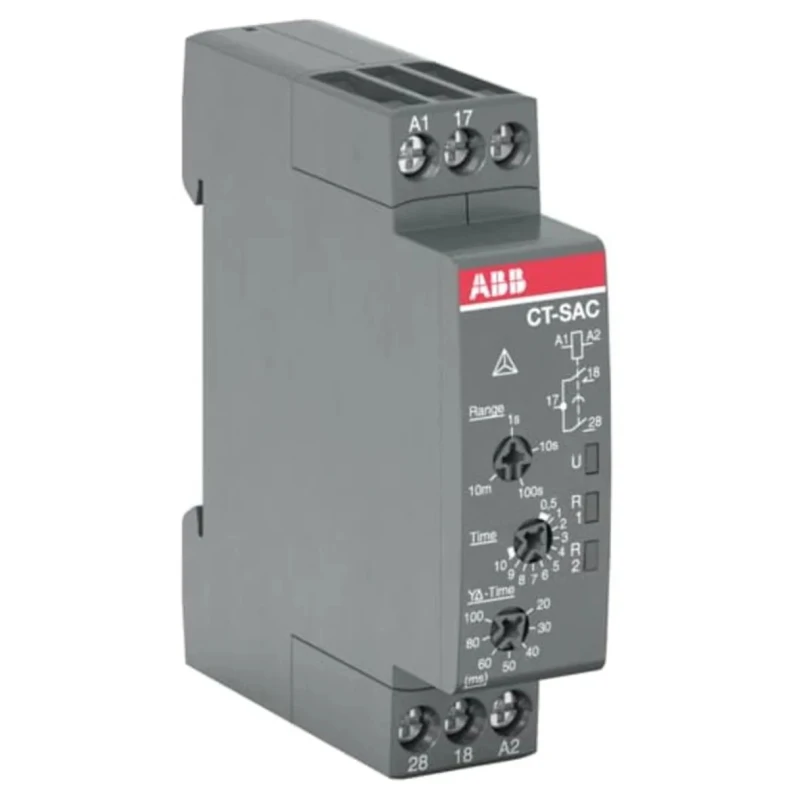 ABB CT-C Series DIN Rail Snap-On Timer Relay 2-Contact 24 to 48 V DC 24 V AC 240 V AC 0.05 s to 10 min 1 1SVR508210R0100