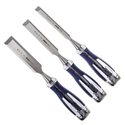 Irwin 3 Piece Steel Wood Chisel Set with 1in Blade Width 10503419