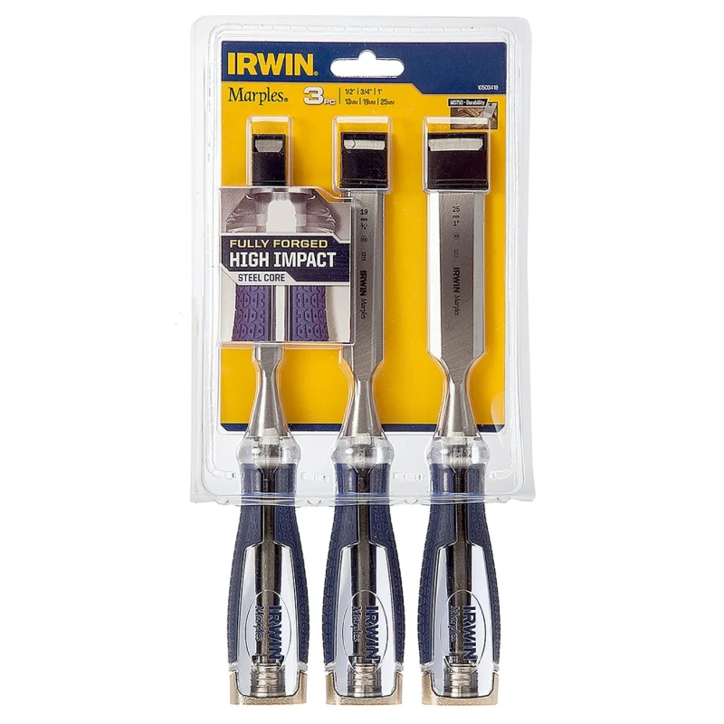 Irwin 3 Piece Steel Wood Chisel Set with 1in Blade Width 10503419