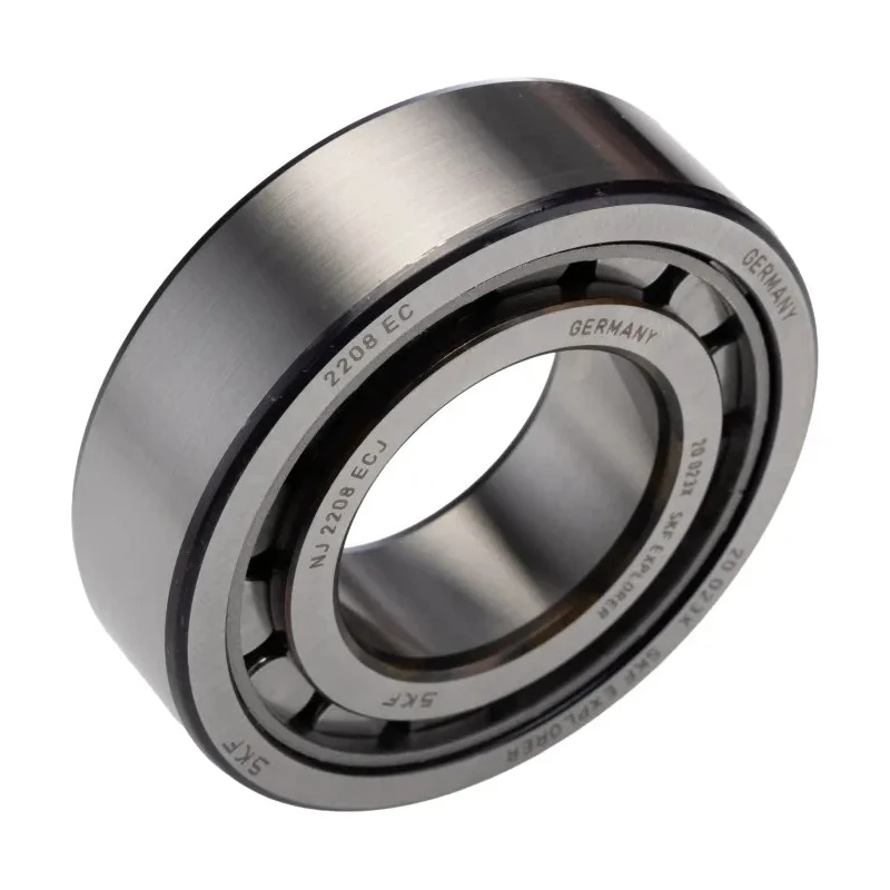 SKF Single-Row Shielded Roller Bearing 40 mm ID, 80 mm OD, 23 mm Width, Sheet Metal Cage, Cylindrical Bore NJ 2208 ECJ