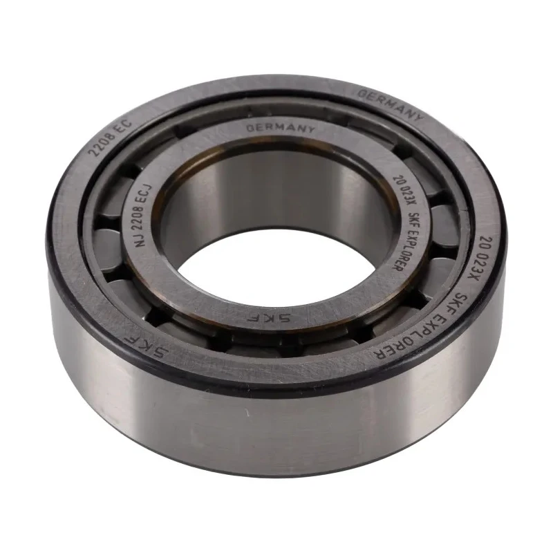 SKF Single-Row Shielded Roller Bearing 40 mm ID, 80 mm OD, 23 mm Width, Sheet Metal Cage, Cylindrical Bore NJ 2208 ECJ