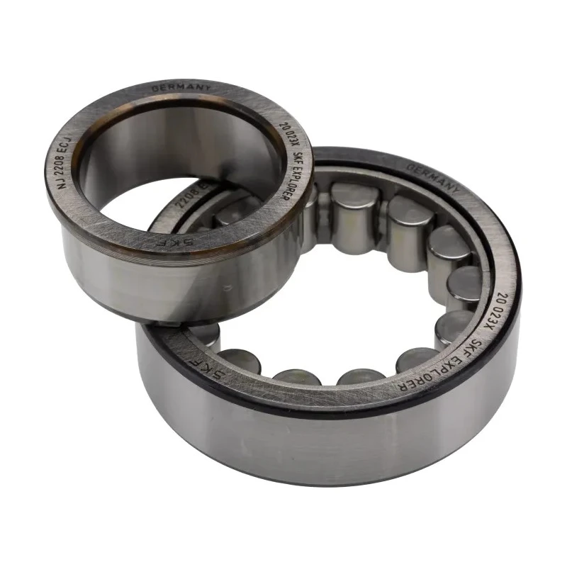 SKF Single-Row Shielded Roller Bearing 40 mm ID, 80 mm OD, 23 mm Width, Sheet Metal Cage, Cylindrical Bore NJ 2208 ECJ