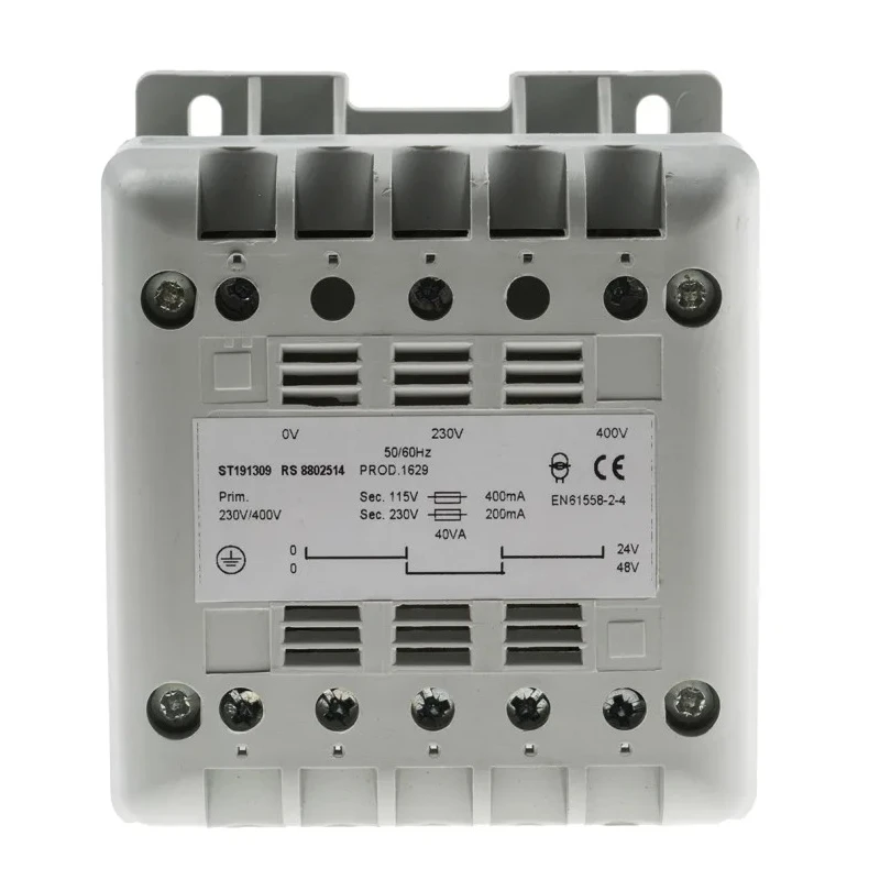 RS PRO 40 VA DIN Rail Transformer 230 V, 400 V AC Primary, 12 V, 115 V, 24 V AC Secondary, IP21 Protection, 50/60Hz 880-2514