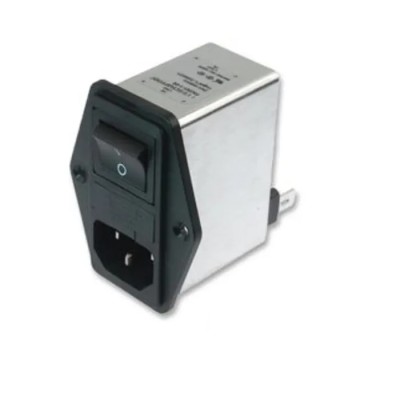 Schaffner 250V 10A Flange IEC Filter Male 2 Pole 2 Fuse Faston FN284-10-06