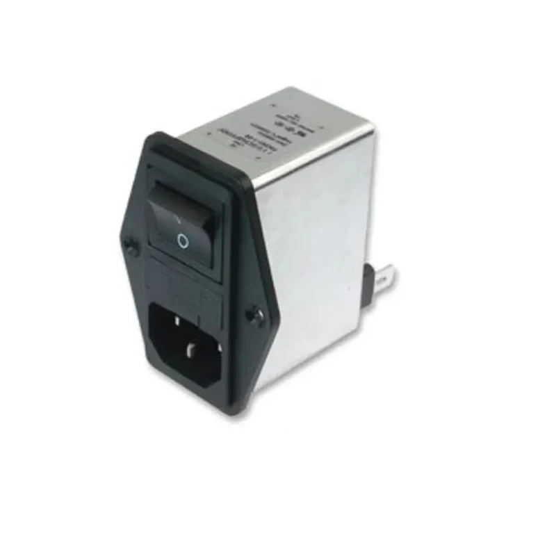 Schaffner 250V 10A Flange IEC Filter Male 2 Pole 2 Fuse Faston FN284-10-06