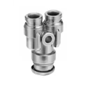SMC Pneumatic Fitting Push-In Union Y Connector Male Female 6 mm 316 Stainless Steel KQG2