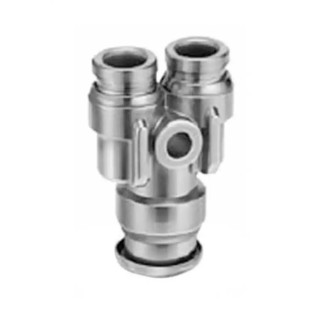 SMC Pneumatic Fitting Push-In Union Y Connector Male Female 6 mm 316 Stainless Steel KQG2