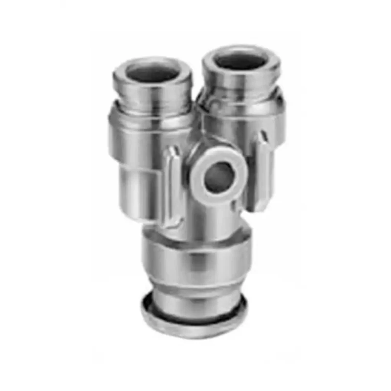 SMC Pneumatic Fitting Push-In Union Y Connector Male Female 6 mm 316 Stainless Steel KQG2
