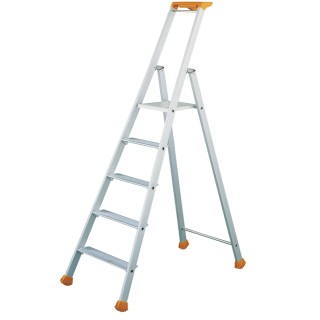 TUBESCA Anodised Aluminium 5 Steps Step Ladder 1.1m Platform Height 1.75m Open Length 02370005