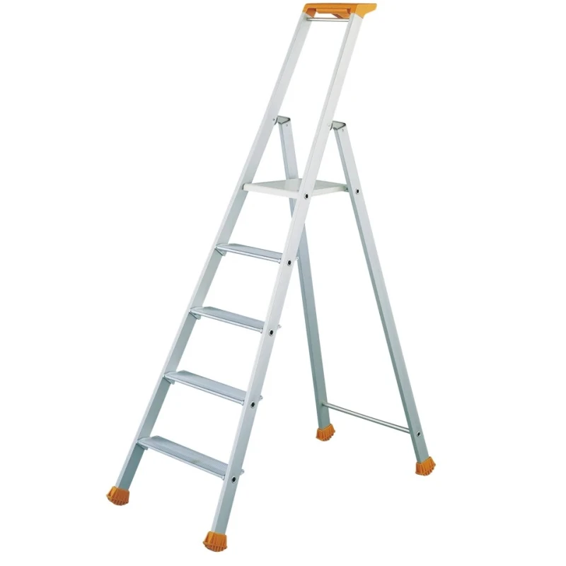 TUBESCA Anodised Aluminium 5 Steps Step Ladder 1.1m Platform Height 1.75m Open Length 02370005