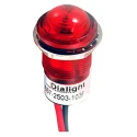 Dialight Red Panel Mount Indicator 24V DC 20mA Lead Wire Termination IP67 Prominent Bezel 657-2504-103F