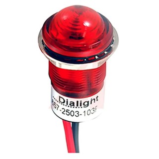 Dialight Red Panel Mount Indicator 24V DC 20mA Lead Wire Termination IP67 Prominent Bezel 657-2504-103F