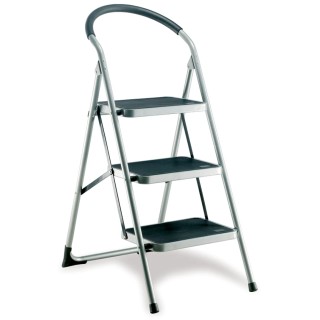 RS PRO 3 Tread Folding Steel Steps 0.71m Platform Height Silver Grey 877-6819
