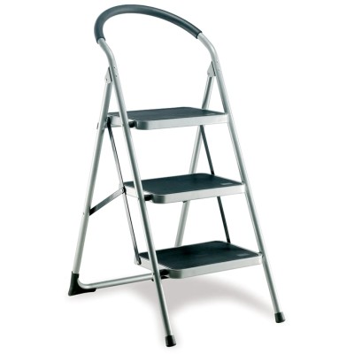 RS PRO 3 Tread Folding Steel Steps 0.71m Platform Height Silver Grey 877-6819