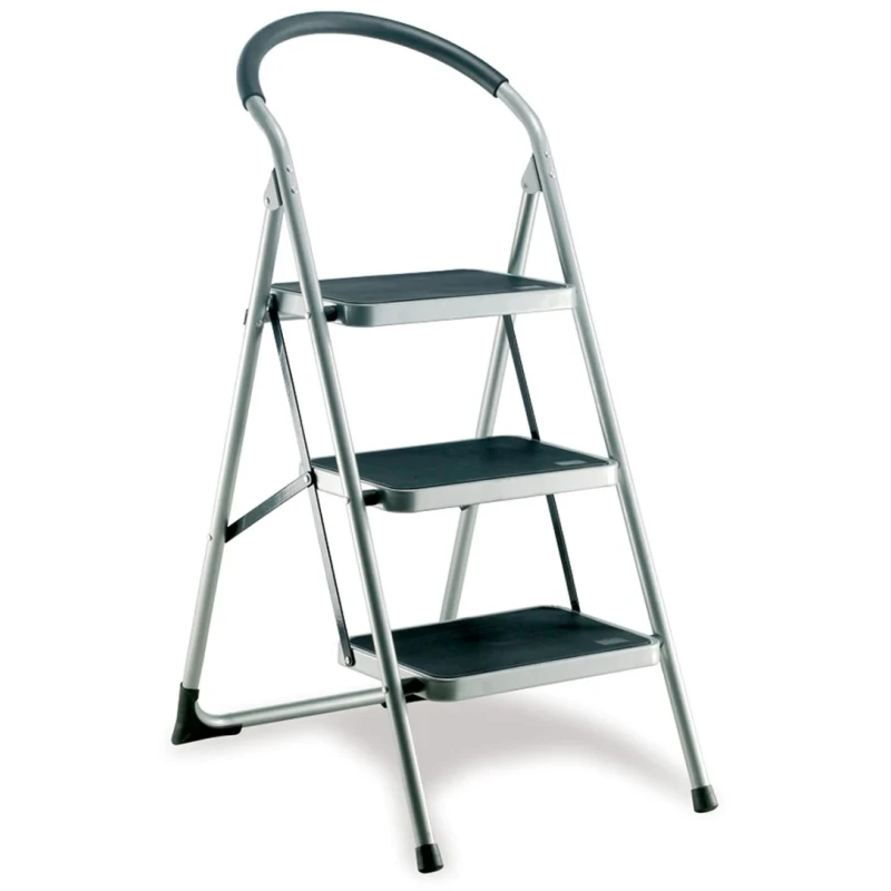 RS PRO 3 Tread Folding Steel Steps 0.71m Platform Height Silver Grey 877-6819