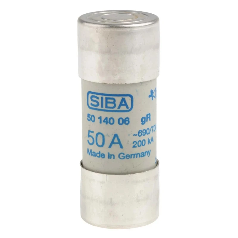 SIBA 50A Ceramic Cartridge Fuse, 700V, 22 x 58 mm, Ceramic Body, Ultra Rapid (URZ) Fuse 50-140-06/50A