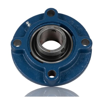 SKF Flange Bearing Unit, 4 Hole Cylindrical Bore, 30 mm ID, Cast Iron Housing, Set Screw Locking, 6300 RPM FYC 30 TF