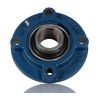SKF Flange Bearing Unit, 4 Hole Cylindrical Bore, 30 mm ID, Cast Iron Housing, Set Screw Locking, 6300 RPM FYC 30 TF