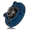 SKF Flange Bearing Unit, 4 Hole Cylindrical Bore, 30 mm ID, Cast Iron Housing, Set Screw Locking, 6300 RPM FYC 30 TF